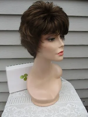 Envy Wig KITANA ? Monofilament Top Color Medium Brown Short Feathered Style • $59.95