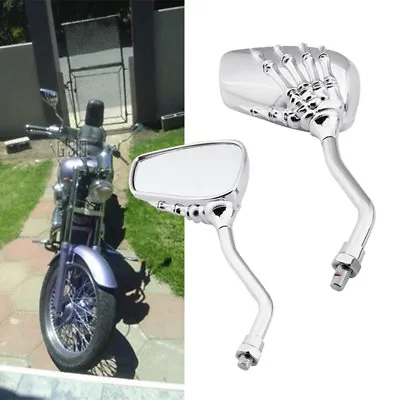 Chrome Motorcycle Skull Hand Mirrors 8mm 10mm For Suzuki Boulevard M50 M90 M109r • $25.79