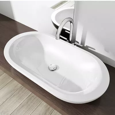 £74.94 • Buy Modern Bathroom Wash Basin Bowl Ceramic Countertop Large Oval White 800x425mm