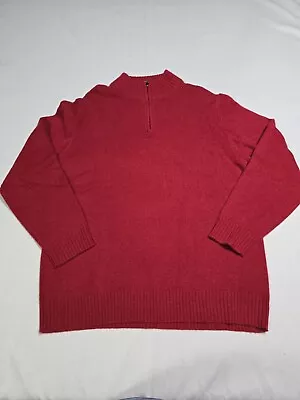 Davis & Squire 1/4 Zip 2 Ply Cable Cashmere Mens XL Sweater Red • $29.95