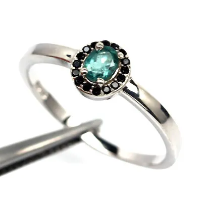 Unheated Bluish Green Tourmaline & Spinel Ring 925 Sterling Silver Size 8.75 • £95.30