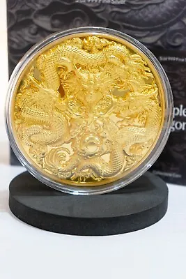 TRIPLE DRAGONS 5 Oz Silver Coin 25000 Francs Chad 2023 Gold Proof Finish • $2100