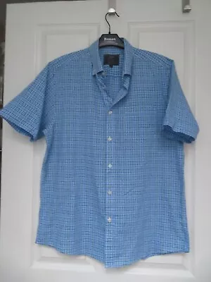 £2 • Buy Atlantic Bay Blue Tartan Short Sleeved Shirt Size M