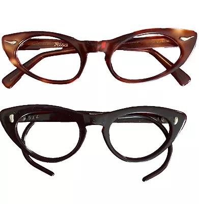 Vintage CAT EYE  Glasses 2 Pairs Child Size MidCentury 1950's Cool Great Cond • $25