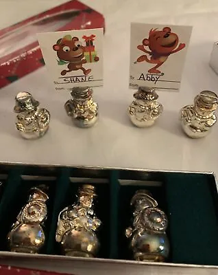 Reed & Barton Snowmen Silver Plated Lot Of (2) Sets Of Place Card Holders • $24