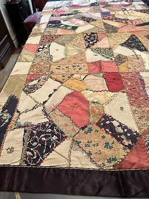 Vintage/antique Silk Quilt  Hand Sewn And Beautifully Hand Tied. • $85