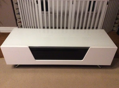 £65 • Buy John Lewis Alphason Chrohmium White High Gloss Glass Tv Cabinet .
