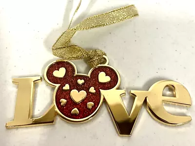 DISNEY D23 LIMITED EDITION Gold Plated Mickey LOVE Valentines Day Ornament - NEW • $29.97