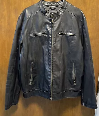 Levi’s Cafe Racer PVC Faux Leather Bomber Moto Biker Jacket Men's Size Large • $14.99