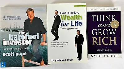 $49 • Buy 3 Books The Barefoot Investor/Think And Grow Rich/How To Achieve Wealth For Life