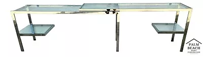 MCM MILO BAUGHMAN Style Expandable 61  To 120  Chrome Glass Console Table • $2795