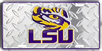 LSU Tigers Diamond License Plate Tag Wall Sign Metal Man Cave FAST SHIP • $9.39