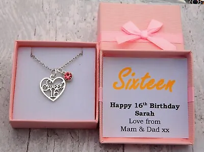 £5.99 • Buy SWEET 16th 18th 21st  BIRTHDAY Gifts Necklace + Birthsone  Birthday Gift + Box 