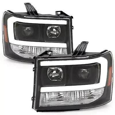 For GMC Sierra 1500 2500HD 3500HD  07-14 Black LED DRL Projector Headlights Pair • $159