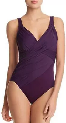 Miraclesuit Revele Sangria Purple One Piece  Underwire Slimming Swimsuit Sz 8 • $59.99