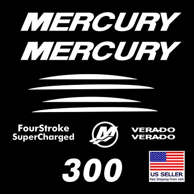 Mercury Verado Outboard 4 Strokes Generation 2 Marine Decal Sticker Kit 300HP • $85.99