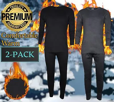 Mens Thermal Long Johns Top Bottom Underwear Base Layer Premium Quality Full Set • £5.99