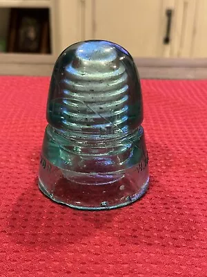 Vintage W. Brookfield New York Insulator Aqua Green Glass Beehive Swirls • $12