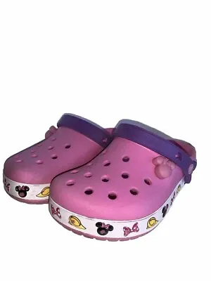 Disney Crocs Youth 3 Pink Purple Minnie Mouse Slip On Slip Shoes They Light Up • • $11.80