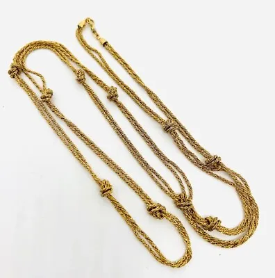 MONET Woven & Knotted Fancy Gold Tone Chain Necklace Signed Vintage Jewelry • $39.99