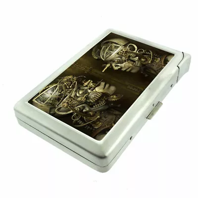 Steampunk Em1 100's Cigarette Case With Built In Lighter Metal Wallet • $21.95