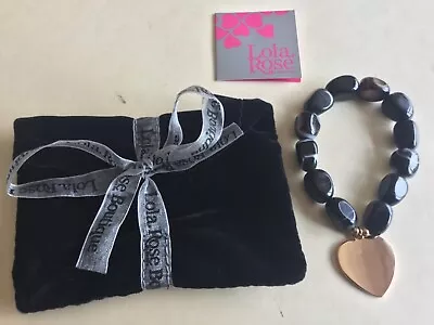 Lola Rose Boutique Black Mix Semi-Precious Bracelet & Pouch • £25