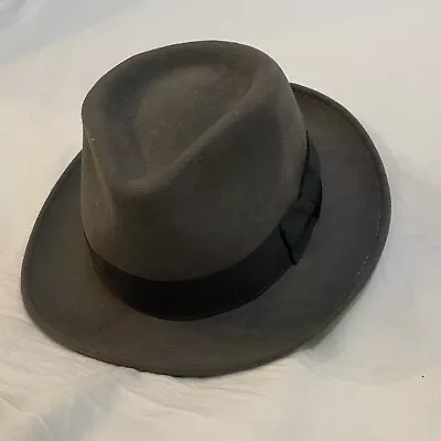 Hats In The Belfry XL Classic Gangster Grey Wool Fedora Wide Brim Extra Large • $50