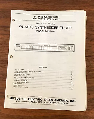 Mitsubishi DA-F161 Tuner Service Manual *Original* • $19.89