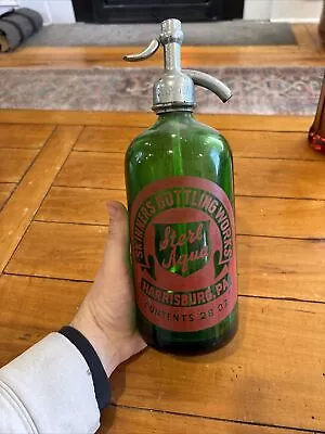 Vintage- Dark Green Seltzer Bottle- Skinners- Steel Aqua- Harrisburg - Sheffield • $129