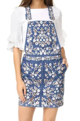 Needle And Thread Denim Embroidery Pinafore Dress Size 6  • £120