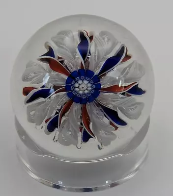 French ST LOUIS Studio Glass Crown Millefiori Twist Ribbons Canes Paperweight • £16.50