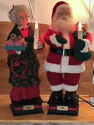 Holiday Creations 1998 Mr & Mrs Santa Claus Lighted Motionette Figures 24  • $45