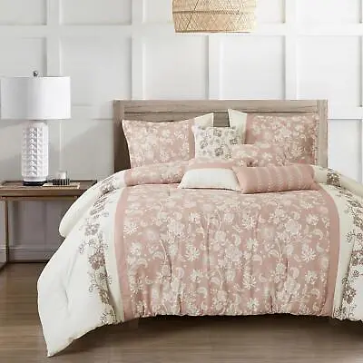 Shatex 7 Piece Comforter Set Queen &King Luxury Soft Bed-in-a-bag Floral Pattern • $76.88