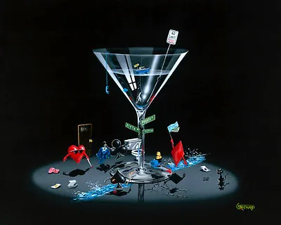 *Michael Godard- TEXAS HOLD 'EM -Gambling-Martini-Las Vegas-Poker-Art*G • $895