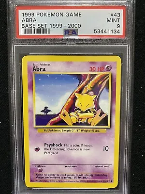 $49.99 • Buy 1999-2000 Pokemon Base Set 4th Print Abra 43/102 PSA 9 Mint