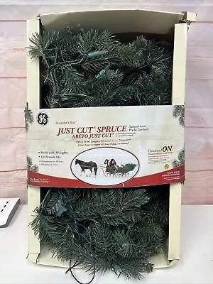 GE Just Cut Spruce Natural Look Pre-Lit Garland With 50 Lights 9 Ft In/Outdoor • $49.99