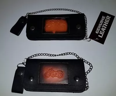 £8.99 • Buy New Mens Biker Motorbike Leather Wallet With Chain Sizes Small & Large