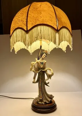 Vintage A.Belcari Japanese Geisha Lady Figurine Italian Porcelain Lamp • £52.97