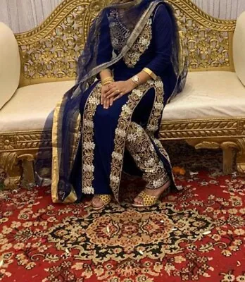 Bridal Dress Salwar Kameez Indian Pakistan Beautiful Blue Stone Work Not Maria B • $52