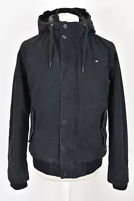 QUIKSILVER Black Padded Jacket Size S Mens Full Zip Hooded Outdoors Outerwear • £17.47