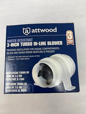 Attwood Marine 1733-4 Turbo 3000 Series Water-Resitant In-Line Blower 12V White • $38