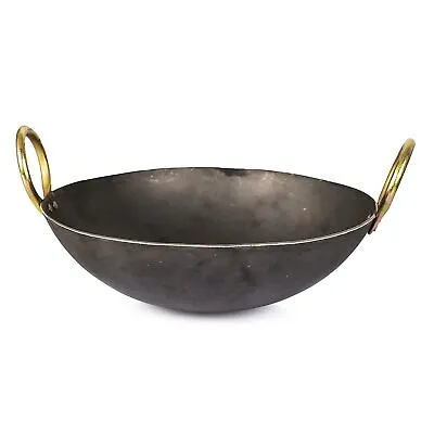 Iron Karahi Kadai Deep Pan Kadhai Iron Wok Balti Dish With Handles Heavy Duty 1L • $79.99