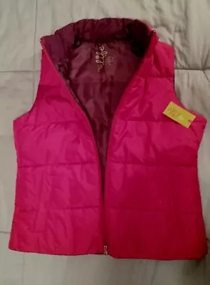 New Women's Made For Life Plum Rose Zipper Front Puffer Vest Sz Medium NWT Pink • $21.99