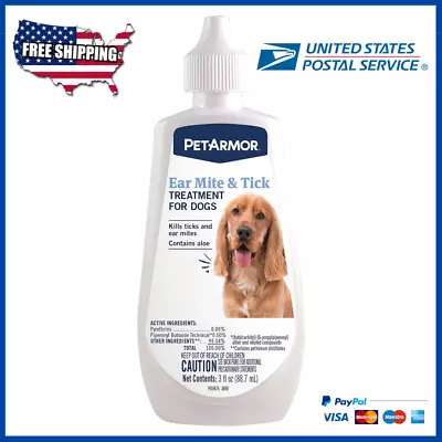 Petarmor Ear Mite And Tick Treatment For Dogs 3 Oz Free Shipping USA • $6.94