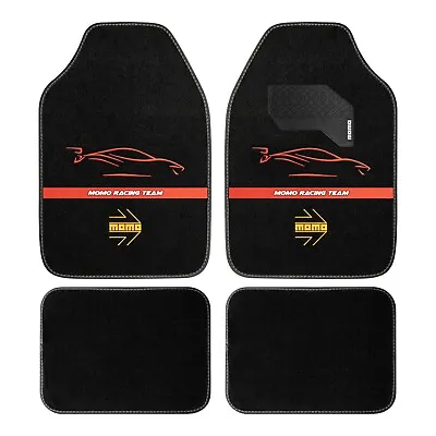 MOMO Racing Universal Anti-Slip Car Floor Mats Black With Red Logo Set Of 4 • $35.96