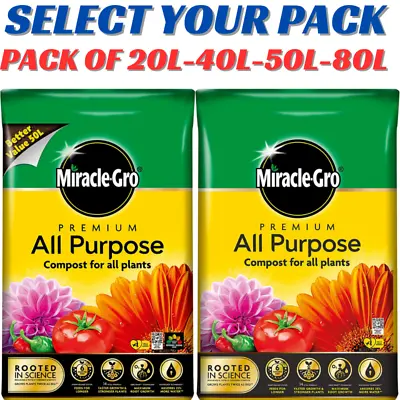 Miracle-Gro All Purpose Enriched Compost Soil Garden Flower Plant 20405080L • £11.89