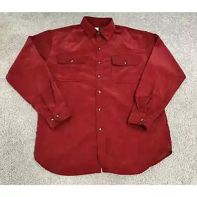 Haband Stag Hill Shirt Mens Size Medium Red Corduroy Hunting Lodge Pocket  • $23.69