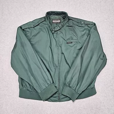 VTG Members Only Bomber Jacket Mens XXL Full Zip Green Cafe Racer Lightweight • $24.88