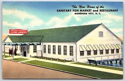 Vintage Postcard - Sanitary Fish Market & Restaurant - Morehead City NC • $3.50