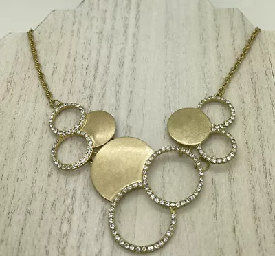 Macy's Gold-Tone Pave Circle Statement Necklace $36 • $12.99